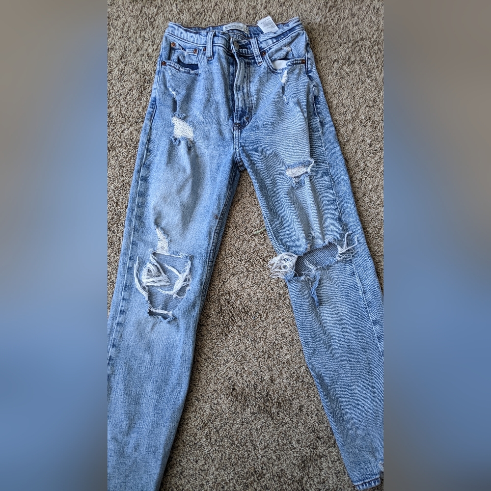Ultra high rise ankle straight jeans